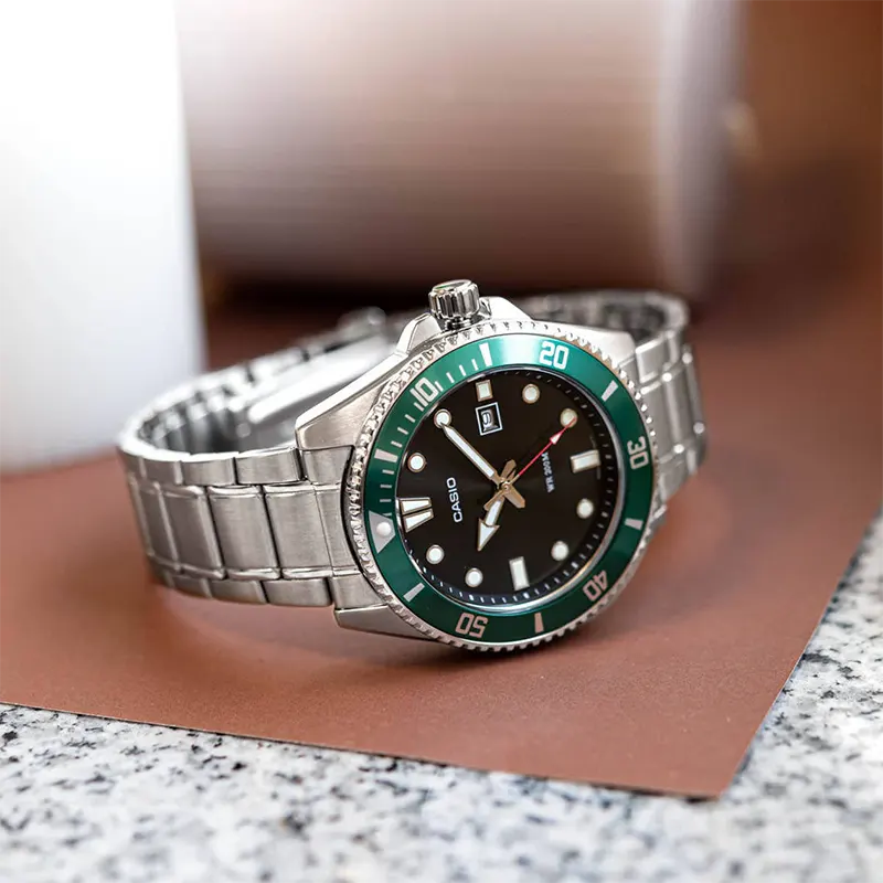 Casio Duro Diver's 200M Green Bezel Men's Watch- MDV-107D-3AV